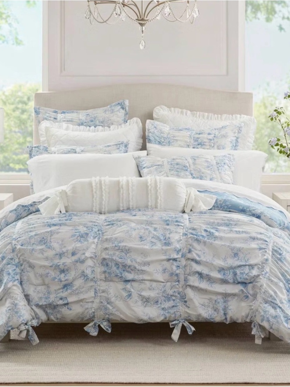 Coquette ~ Armoire Collection Blue White Floral Pillow Sham ~ HTF - Picture 4 of 5